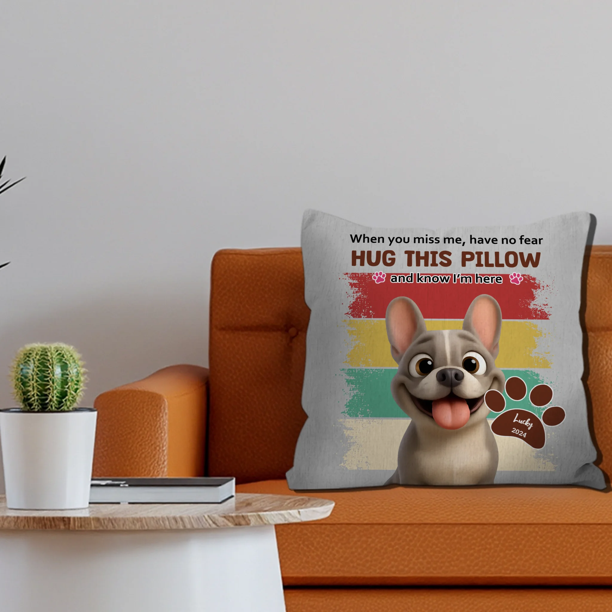 Unique Frenchie Pillow with Name – Know I'm Here Retro Dog Mom Gift