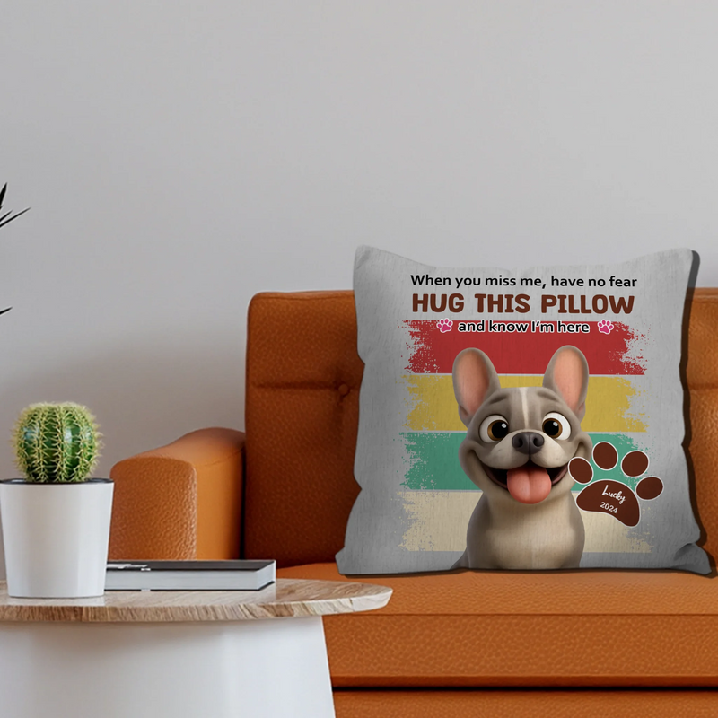 Unique Frenchie Pillow with Name – Know I'm Here Retro Dog Mom Gift