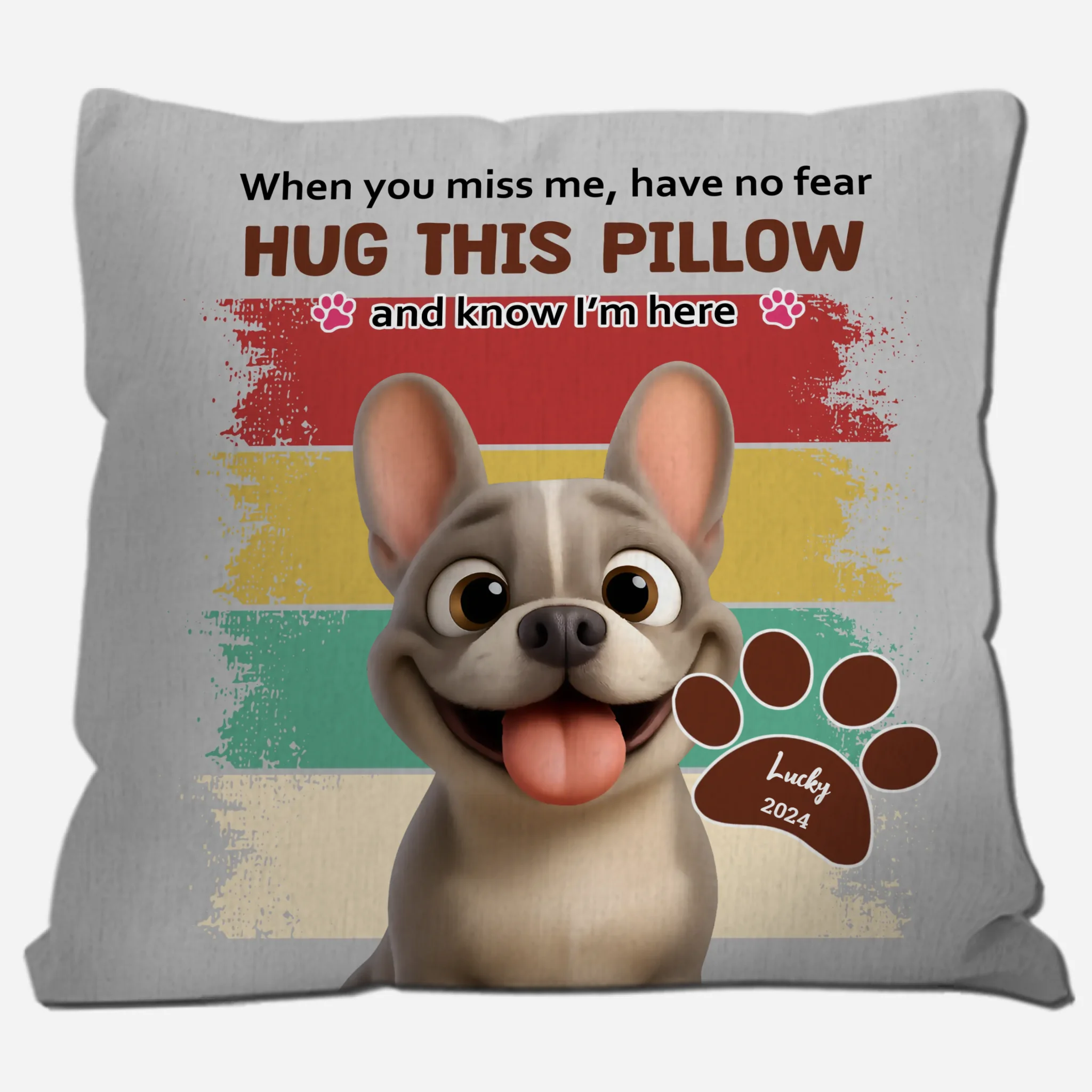 Unique Frenchie Pillow with Name – Know I'm Here Retro Dog Mom Gift