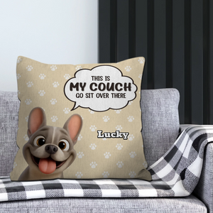 Customized French Bulldog Go Sit Over There Pillow – Cute Paw Prints Pattern Decor