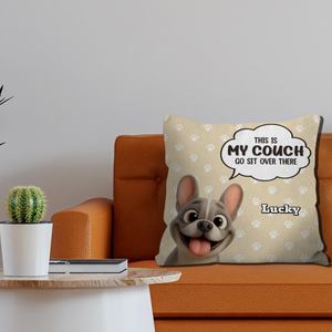 Customized French Bulldog Go Sit Over There Pillow – Cute Paw Prints Pattern Decor