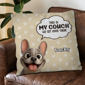 Customized French Bulldog Go Sit Over There Pillow – Cute Paw Prints Pattern Decor
