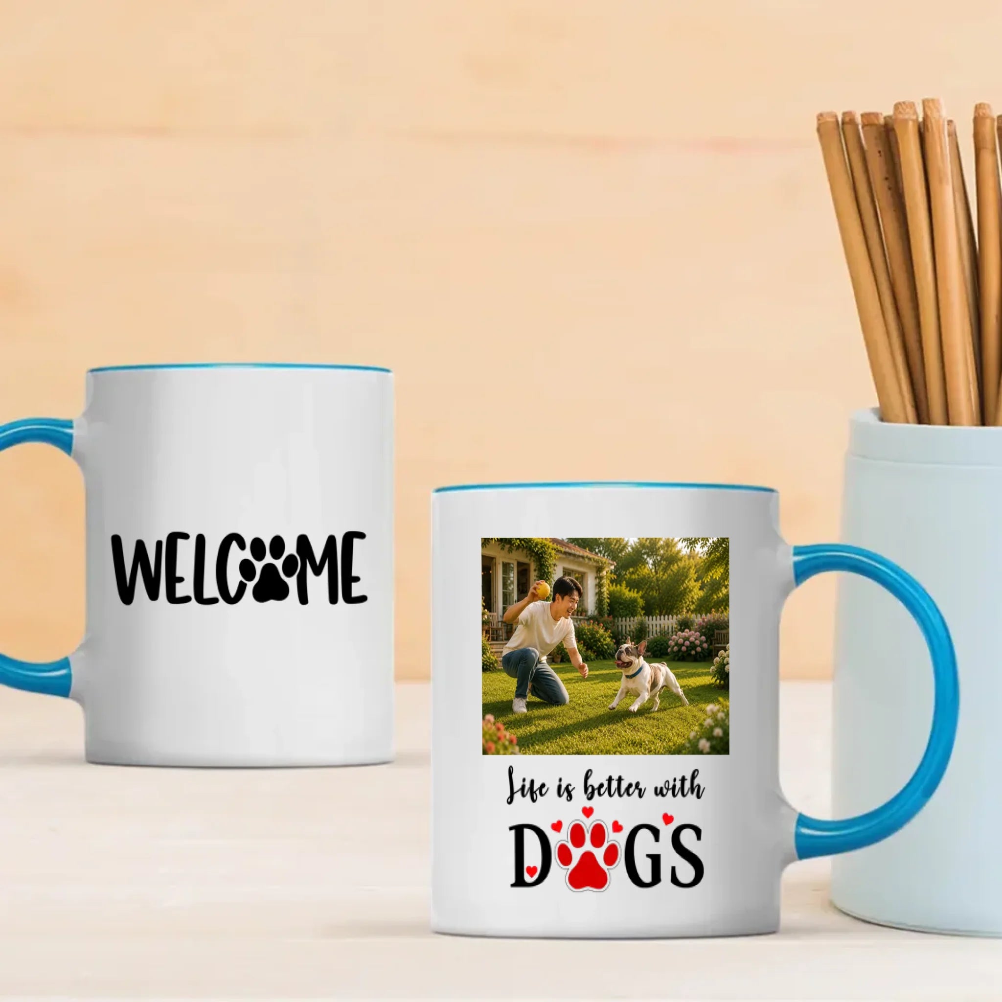 Custom Frenchie Photo Mug – Life Is Better With Dogs Cup