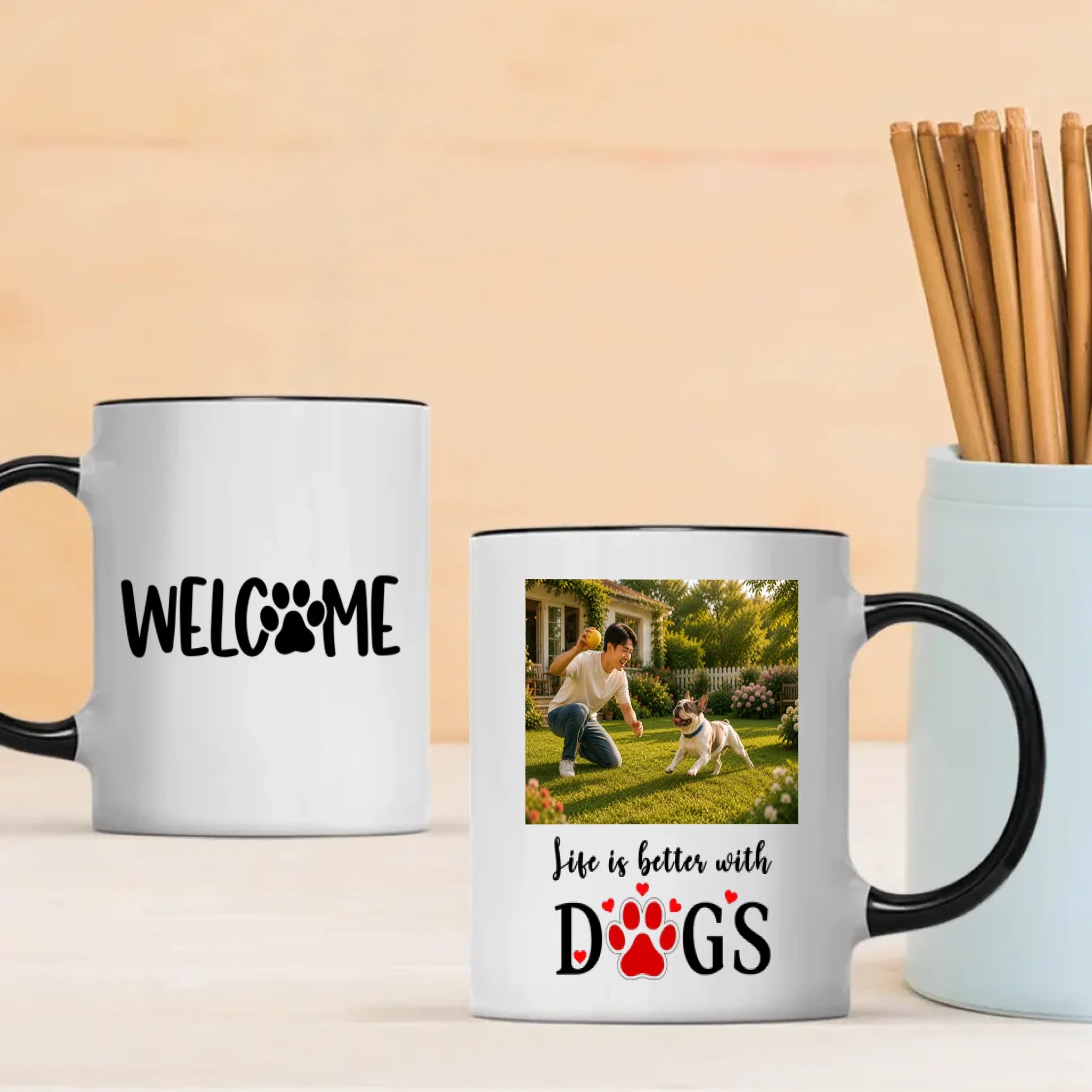 Custom Frenchie Photo Mug – Life Is Better With Dogs Cup
