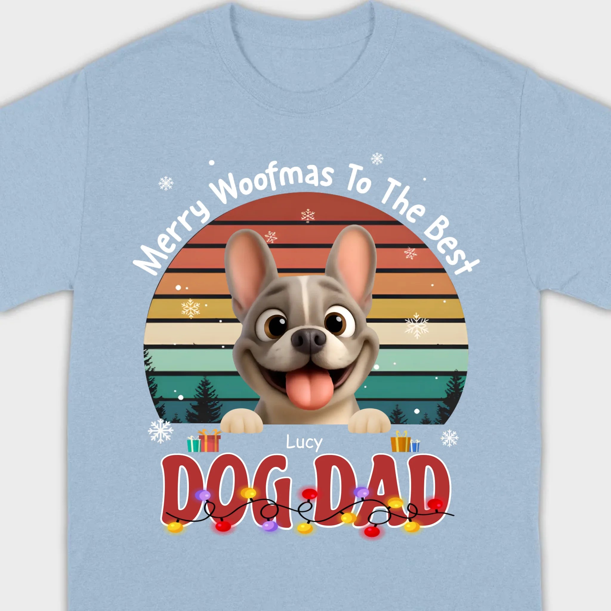 Custom Frenchie Basic Tee – Merry Woofmas To The Best Dog Dad Present