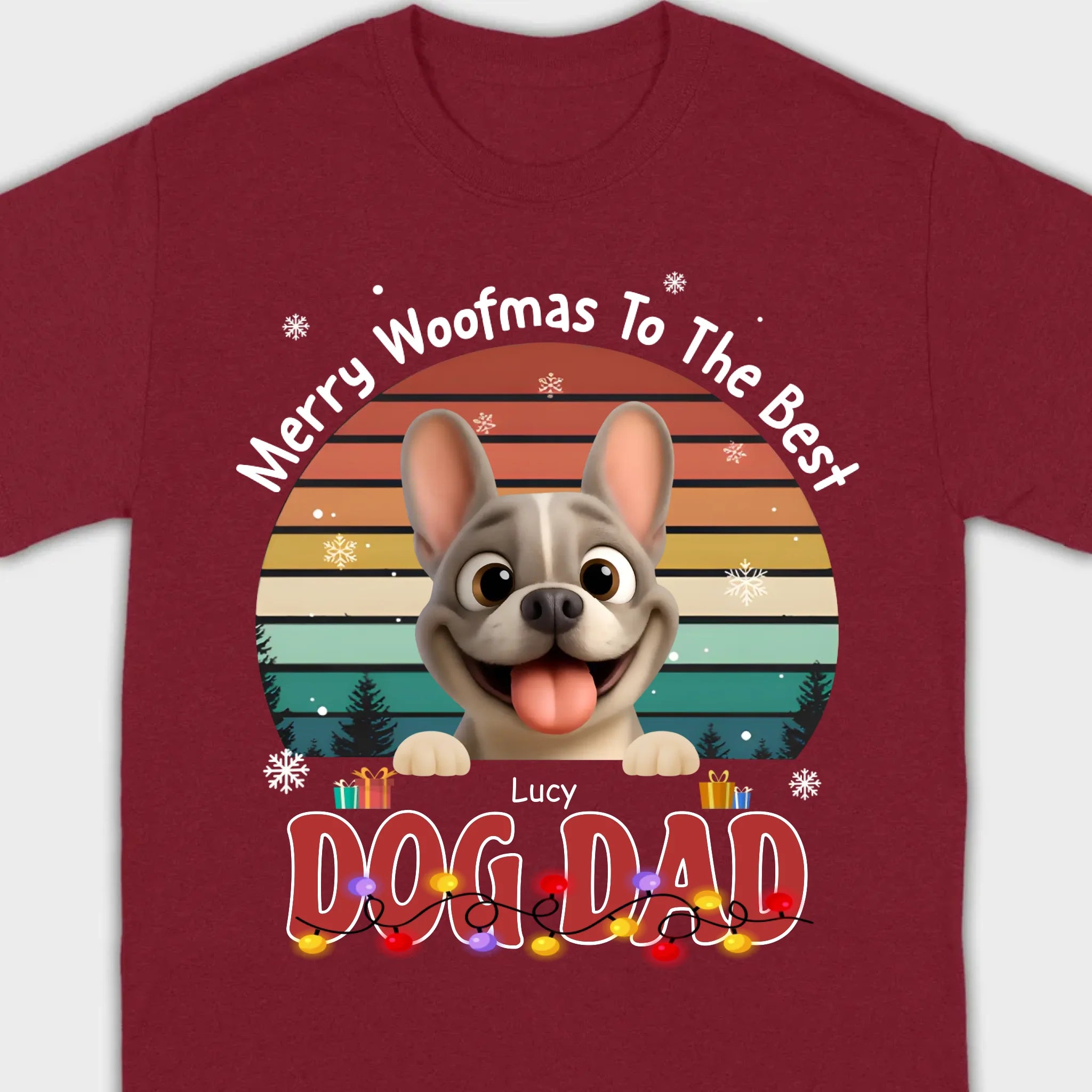 Custom Frenchie Basic Tee – Merry Woofmas To The Best Dog Dad Present