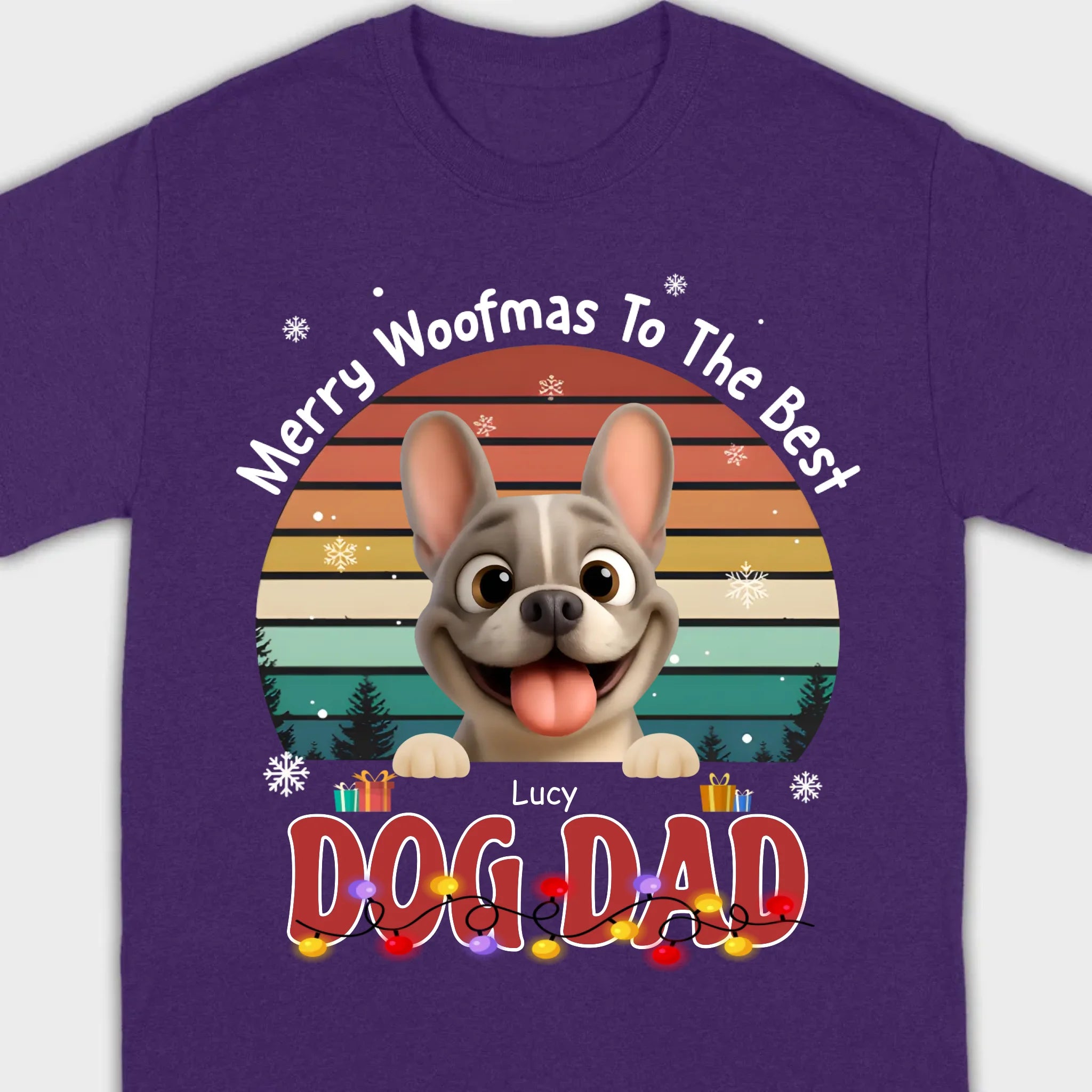 Custom Frenchie Basic Tee – Merry Woofmas To The Best Dog Dad Present