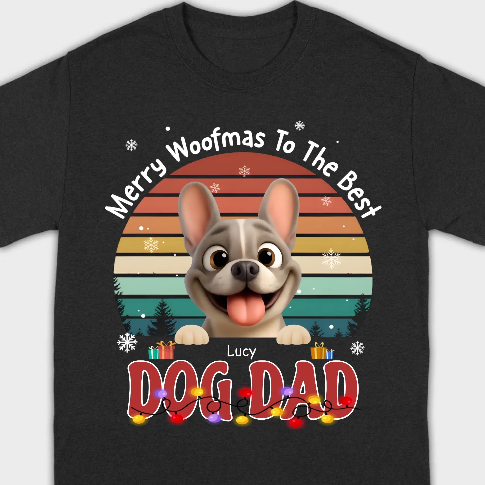 Custom Frenchie Basic Tee – Merry Woofmas To The Best Dog Dad Present