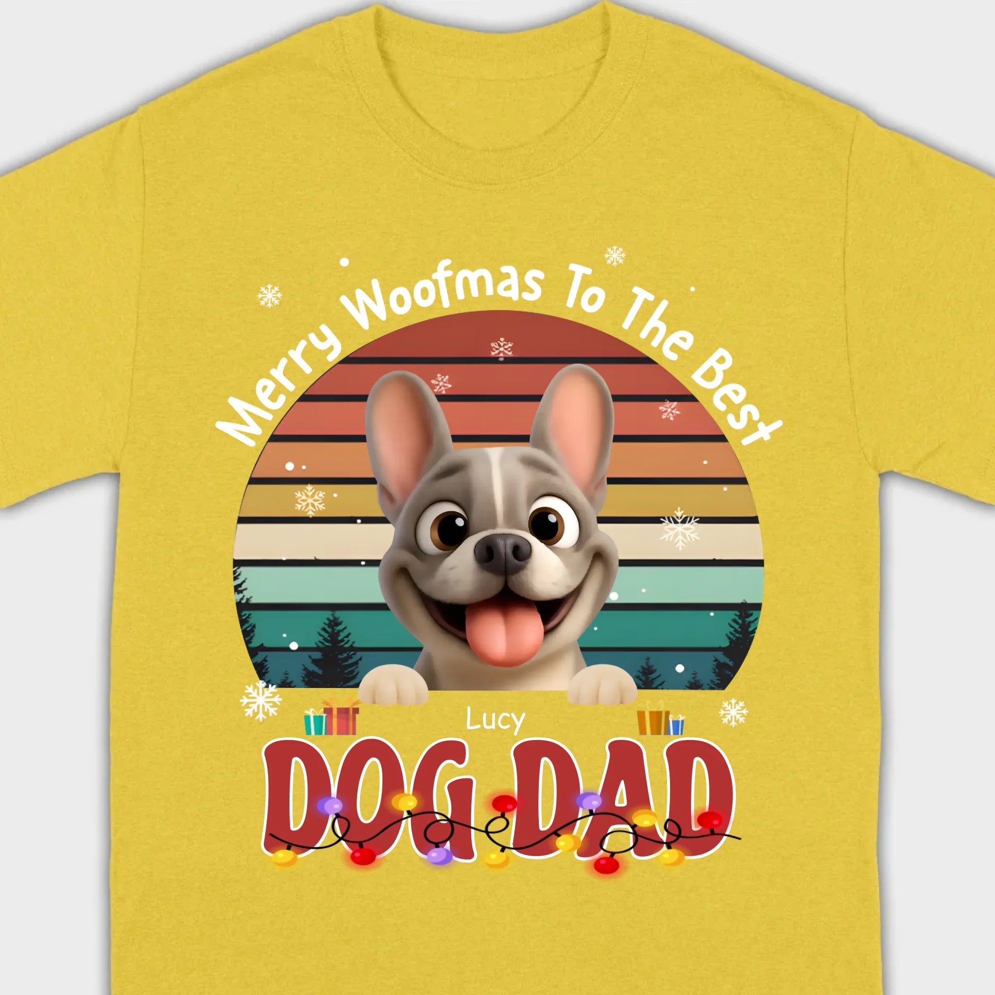 Custom Frenchie Basic Tee – Merry Woofmas To The Best Dog Dad Present
