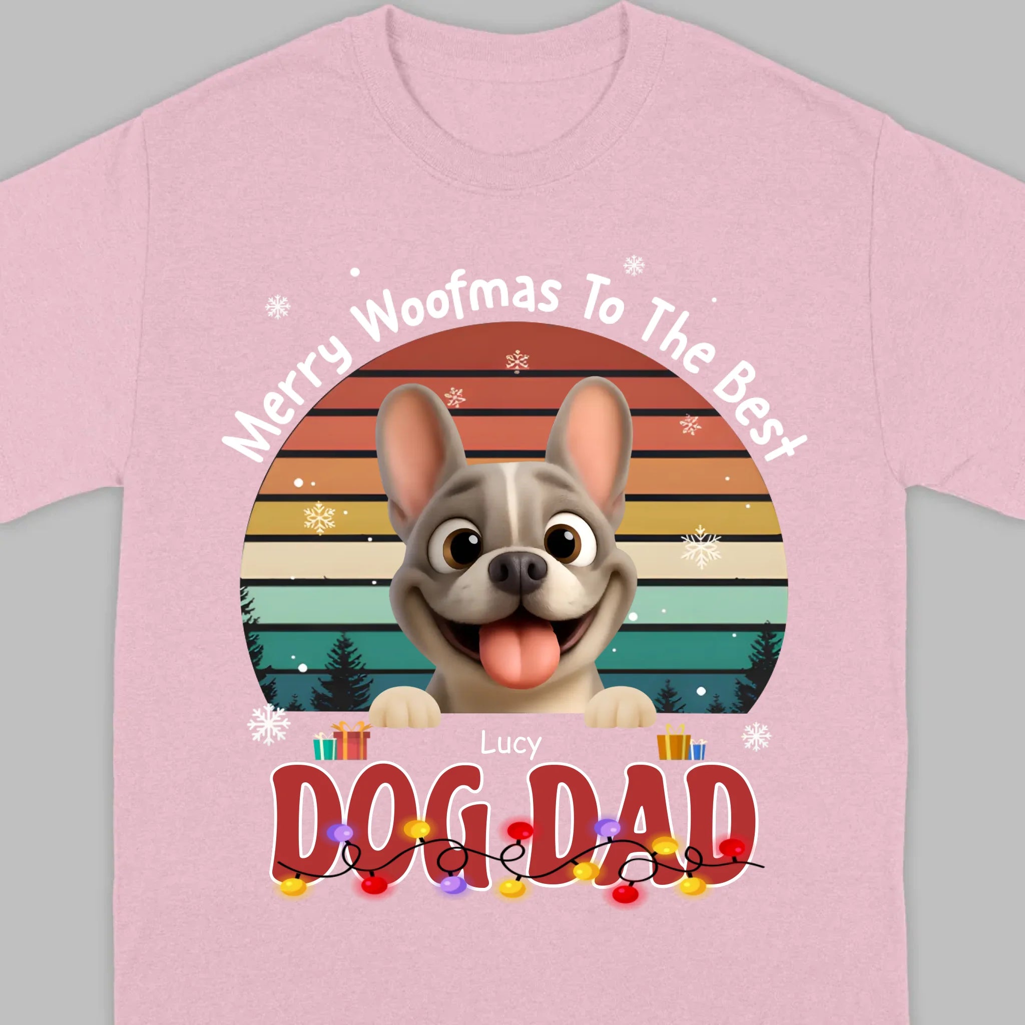 Custom Frenchie Basic Tee – Merry Woofmas To The Best Dog Dad Present