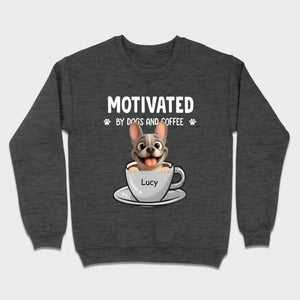 Personalized French Bulldog T-shirt – Motivated By Dogs And Coffee