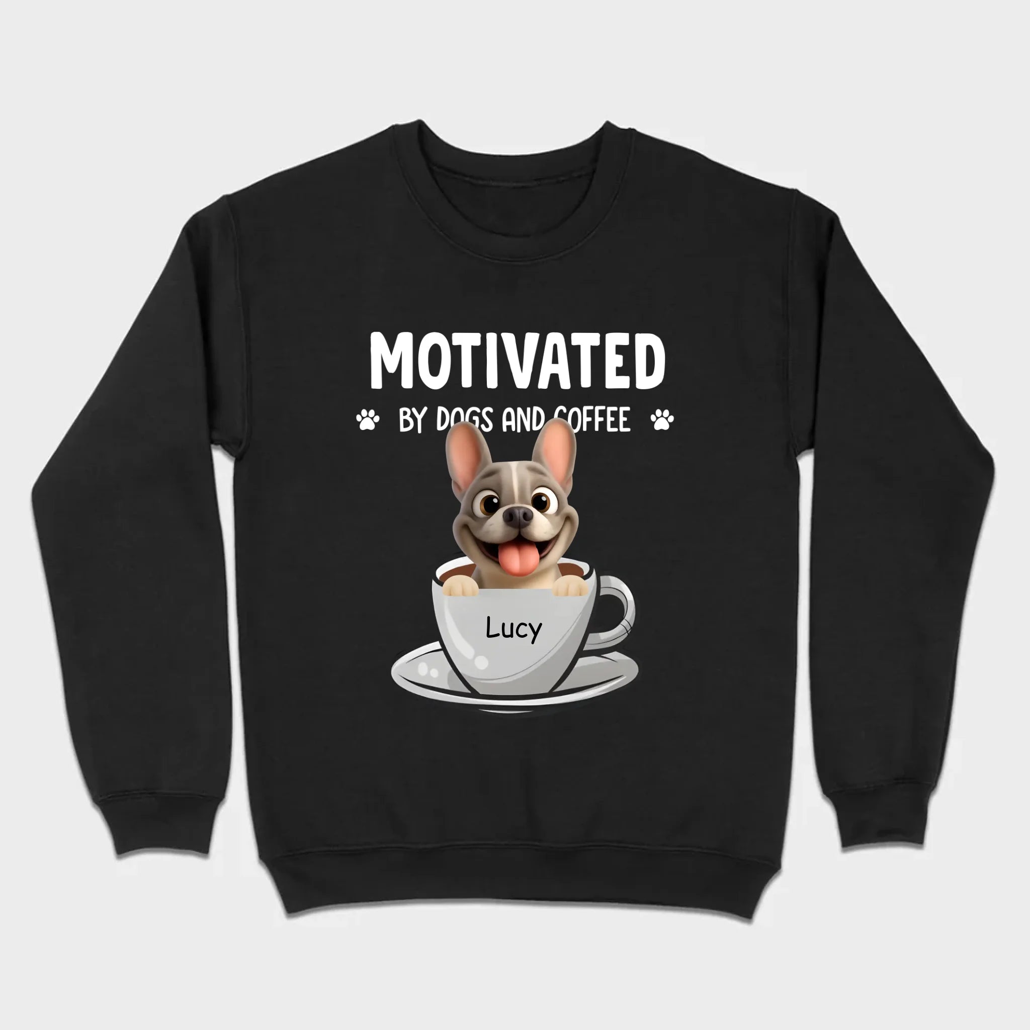 Personalized French Bulldog T-shirt – Motivated By Dogs And Coffee