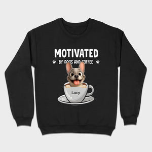 Personalized French Bulldog T-shirt – Motivated By Dogs And Coffee