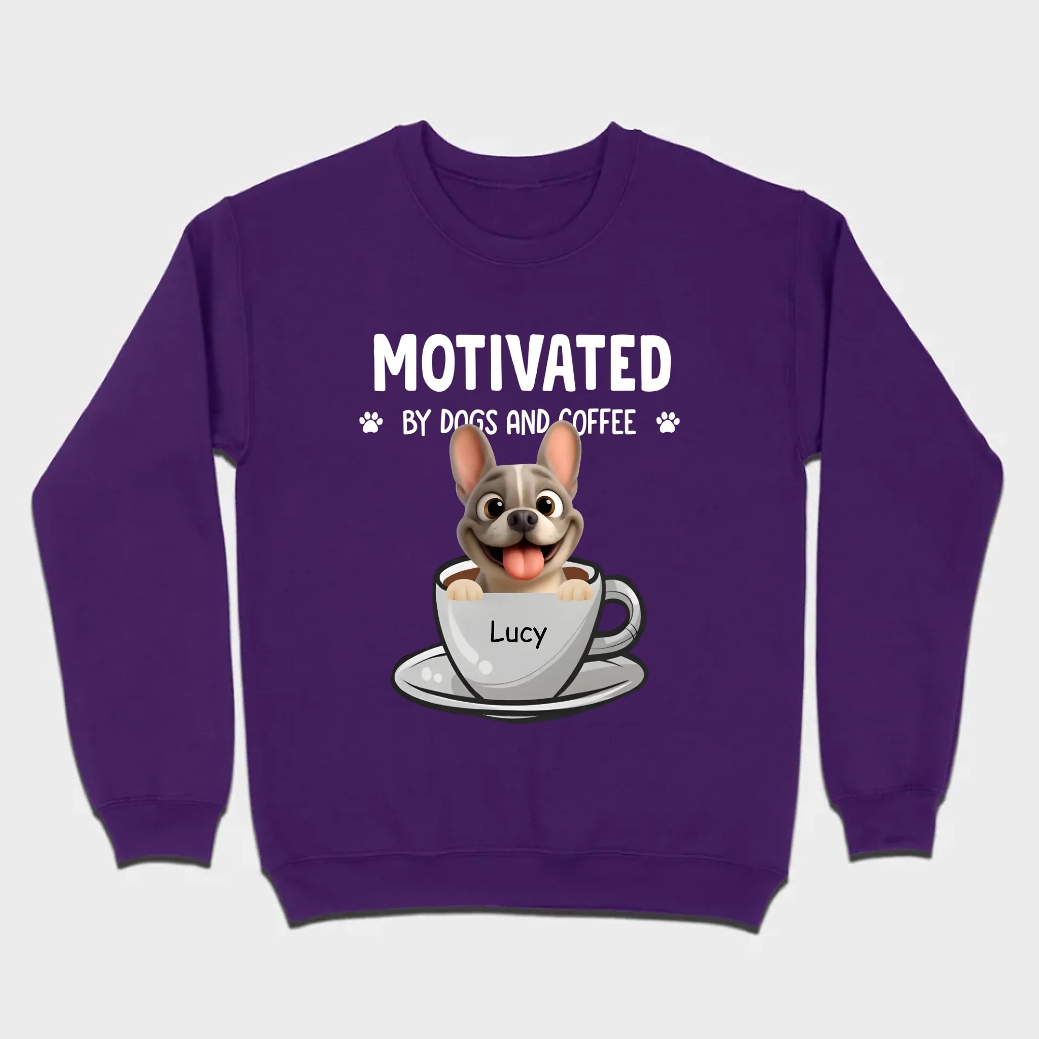 Personalized French Bulldog T-shirt – Motivated By Dogs And Coffee