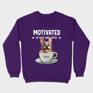 Personalized French Bulldog T-shirt – Motivated By Dogs And Coffee