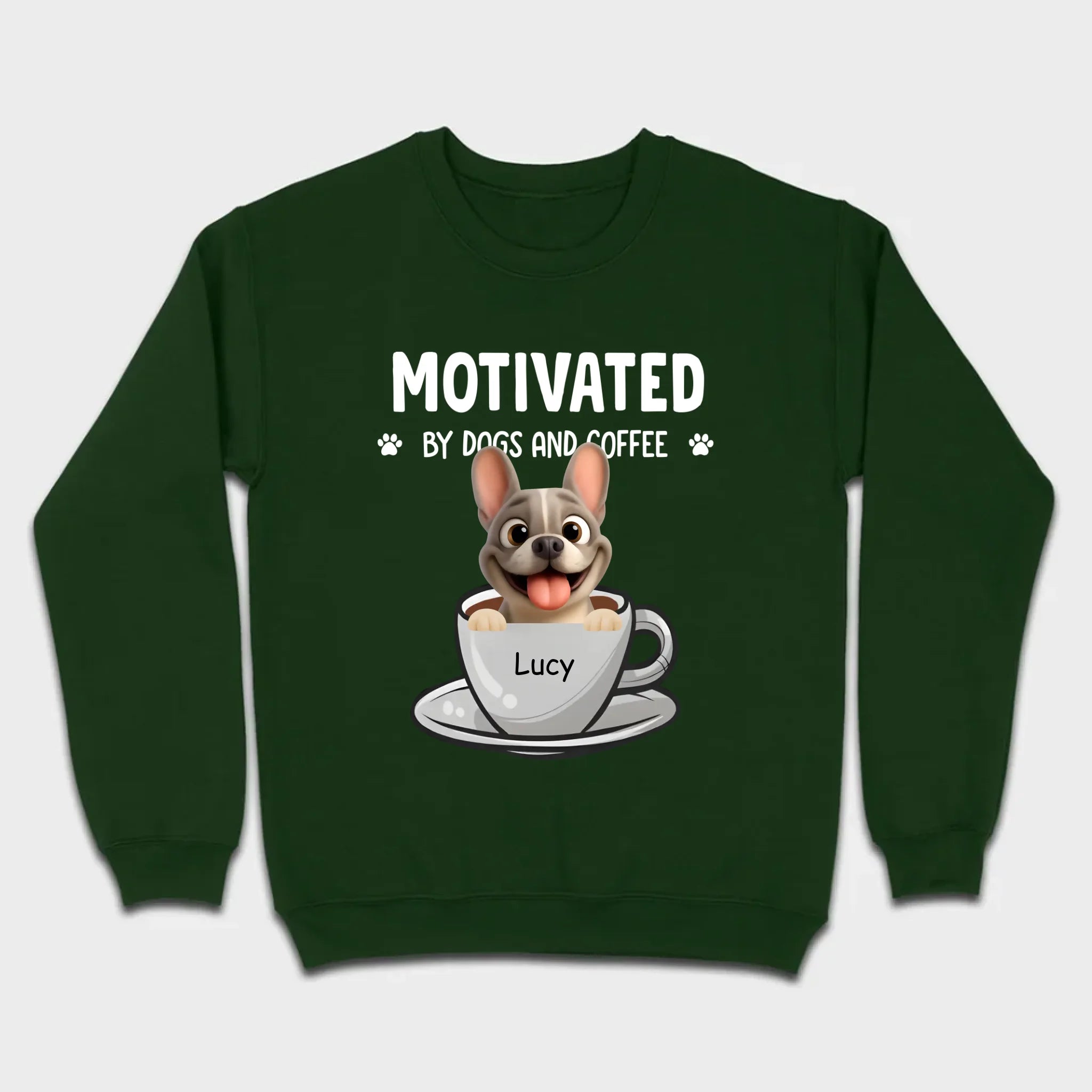 Personalized French Bulldog T-shirt – Motivated By Dogs And Coffee