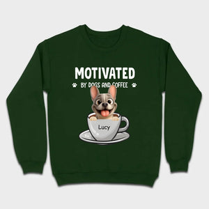 Personalized French Bulldog T-shirt – Motivated By Dogs And Coffee
