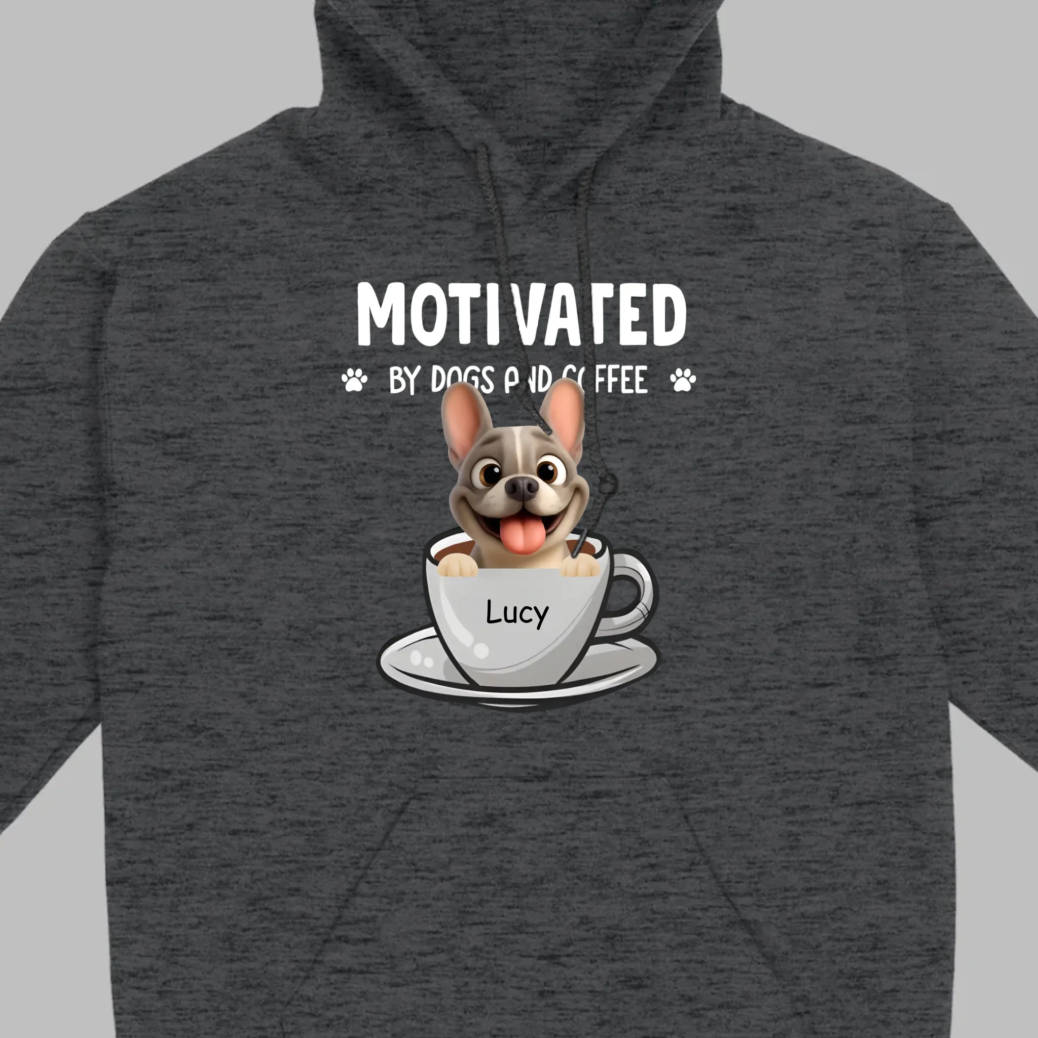 Personalized French Bulldog T-shirt – Motivated By Dogs And Coffee