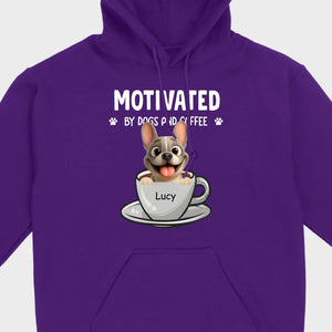 Personalized French Bulldog T-shirt – Motivated By Dogs And Coffee