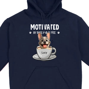 Personalized French Bulldog T-shirt – Motivated By Dogs And Coffee