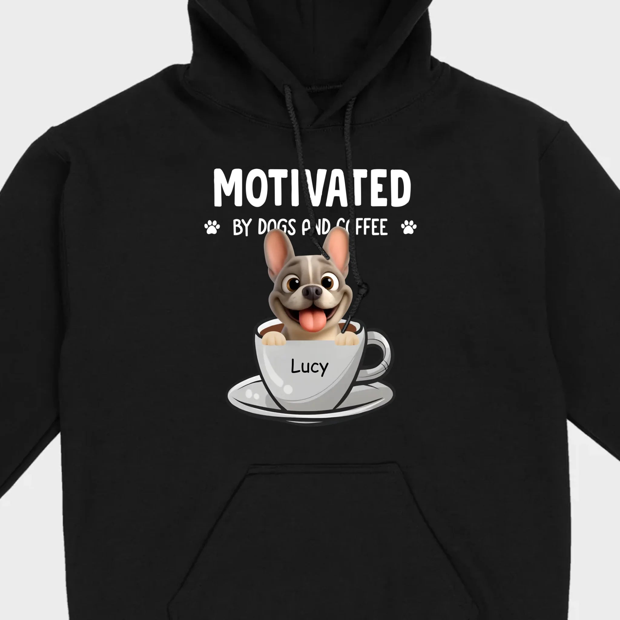 Personalized French Bulldog T-shirt – Motivated By Dogs And Coffee