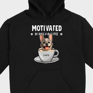 Personalized French Bulldog T-shirt – Motivated By Dogs And Coffee