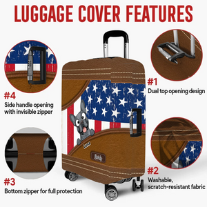 Bespoke French Bulldog US Flag Luggage Cover – Personalized Vintage Travel Gift