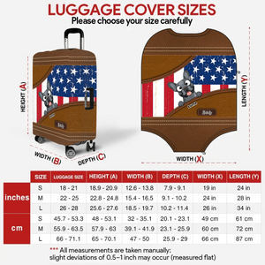 Bespoke French Bulldog US Flag Luggage Cover – Personalized Vintage Travel Gift