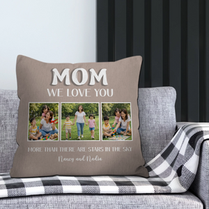 Customized 3 Picture Strip Pillow – More Than There Are Stars In The Sky Mom Gift