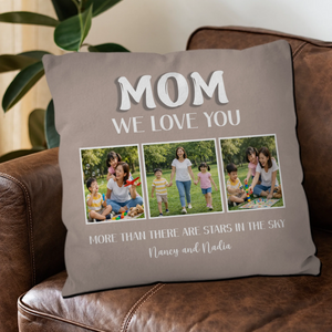 Customized 3 Picture Strip Pillow – More Than There Are Stars In The Sky Mom Gift