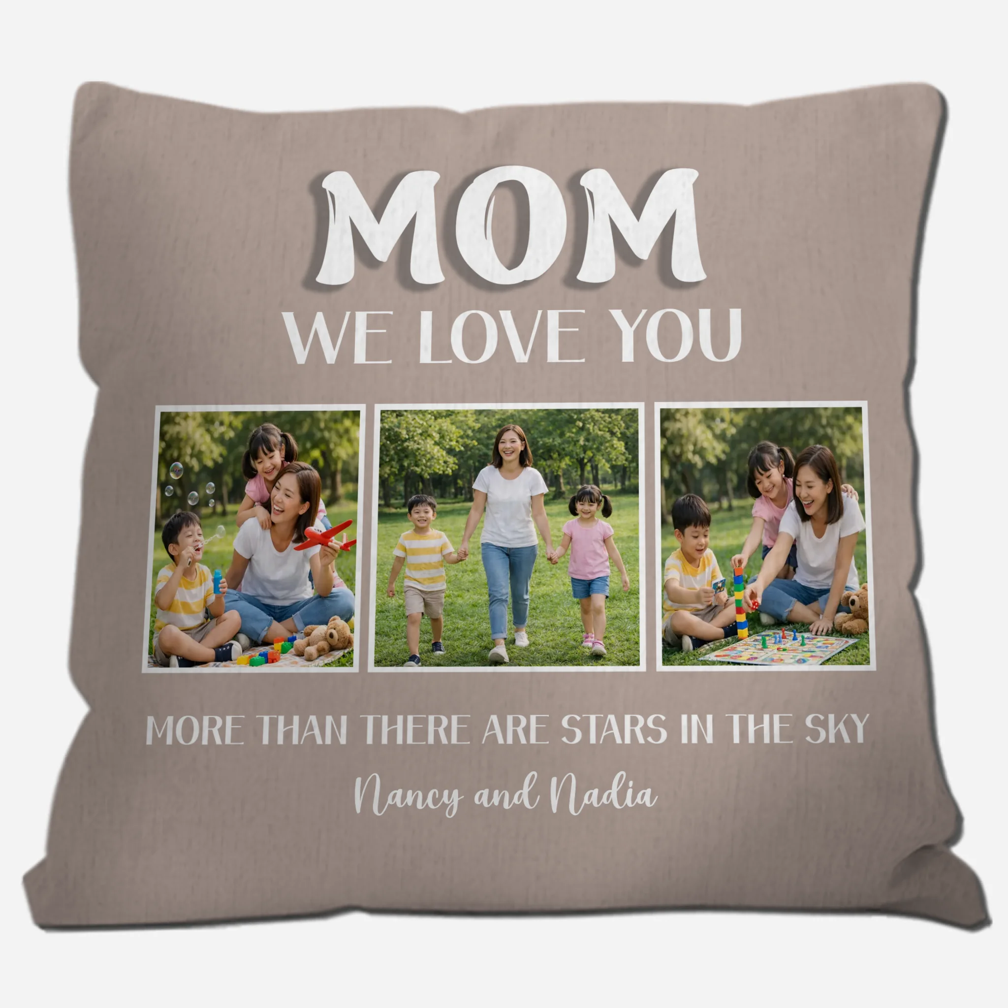 Customized 3 Picture Strip Pillow – More Than There Are Stars In The Sky Mom Gift