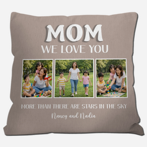 Customized 3 Picture Strip Pillow – More Than There Are Stars In The Sky Mom Gift
