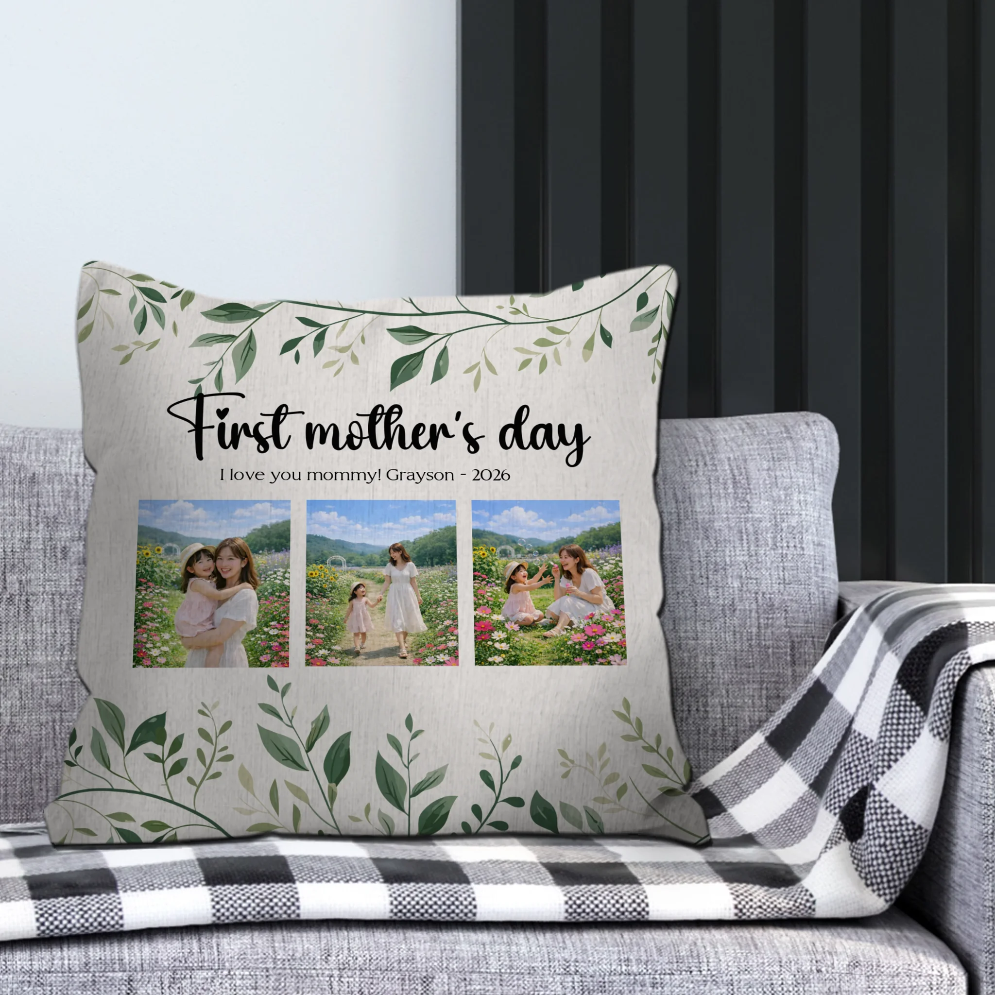 First Mother's Day Custom Photo Pillow – Gift For Mom