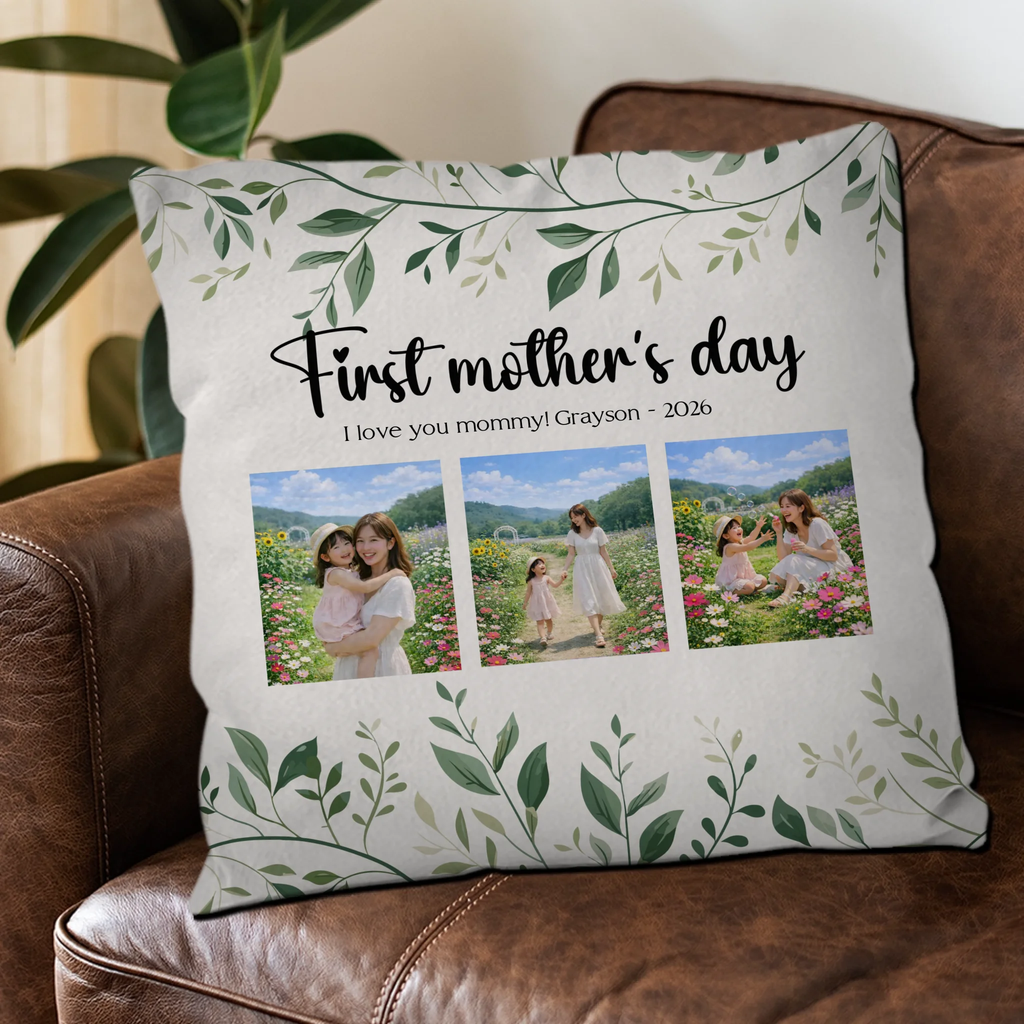 First Mother's Day Custom Photo Pillow – Gift For Mom