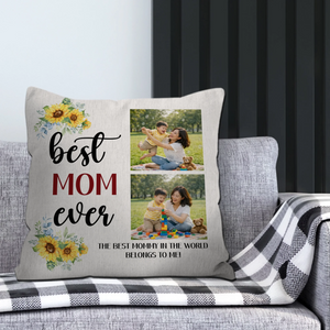 Personalized Sunflower Photo Pillow  –  Best Mom Ever Gift For Mother