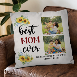 Personalized Sunflower Photo Pillow  –  Best Mom Ever Gift For Mother