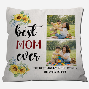 Personalized Sunflower Photo Pillow  –  Best Mom Ever Gift For Mother