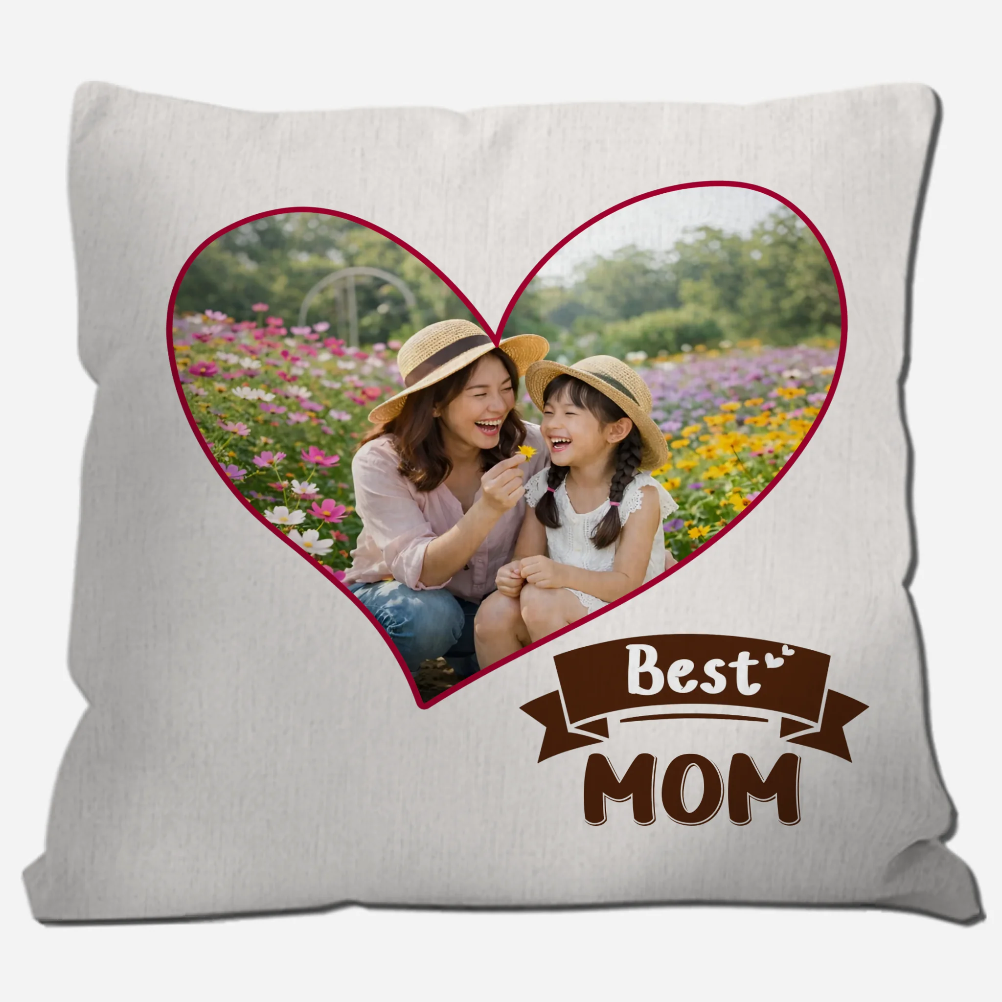 Customized Heart Picture Throw Pillow – Best Mom Present
