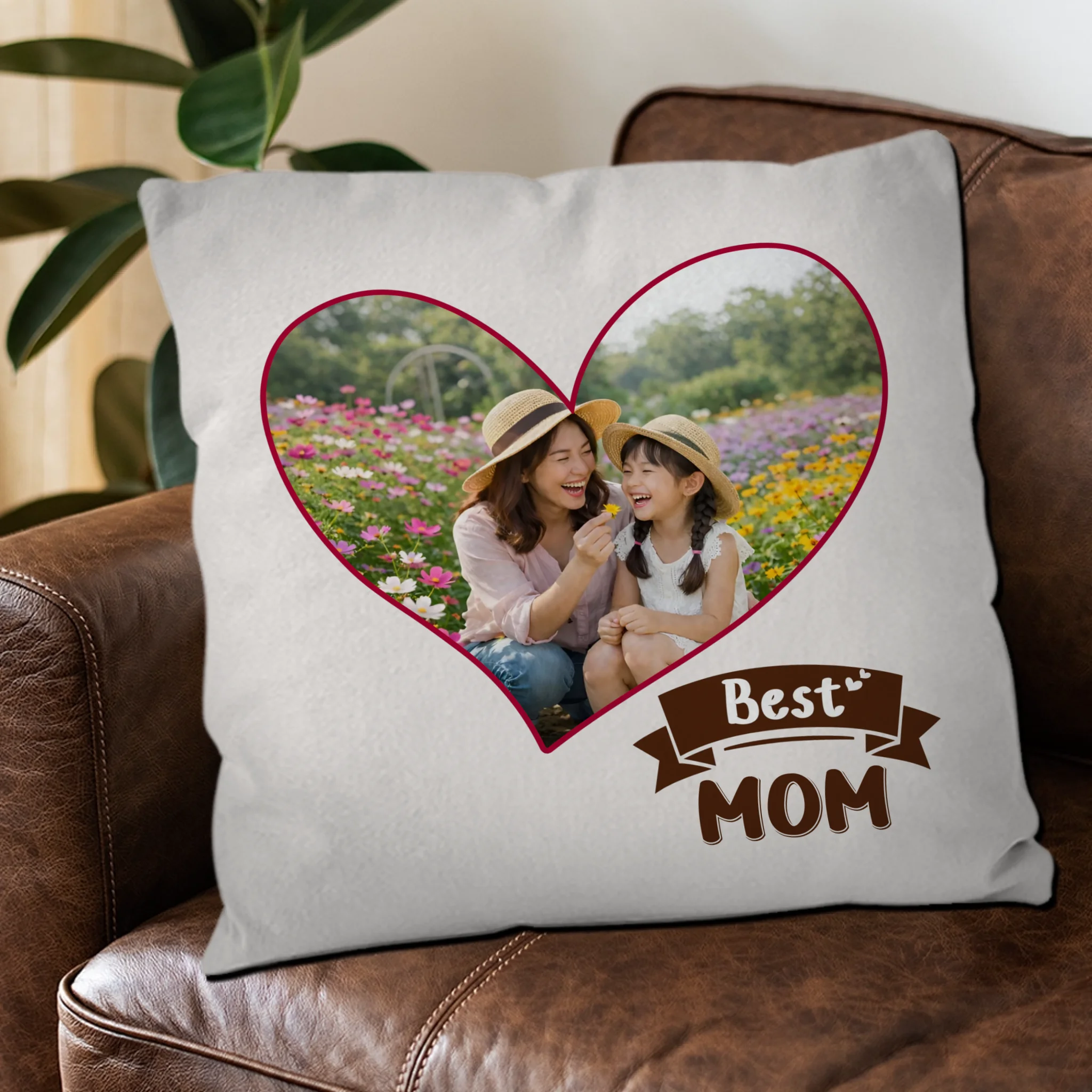 Customized Heart Picture Throw Pillow – Best Mom Present