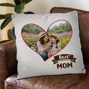 Customized Heart Picture Throw Pillow – Best Mom Present