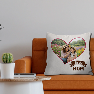 Customized Heart Picture Throw Pillow – Best Mom Present