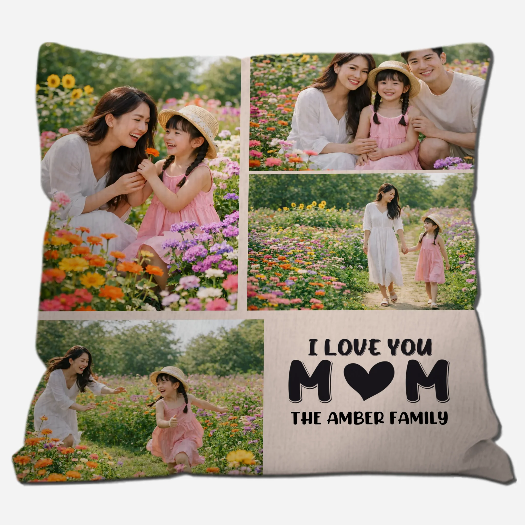 Unique M❤M Personalized Picture Throw Pillow – I Love You Mom Gift