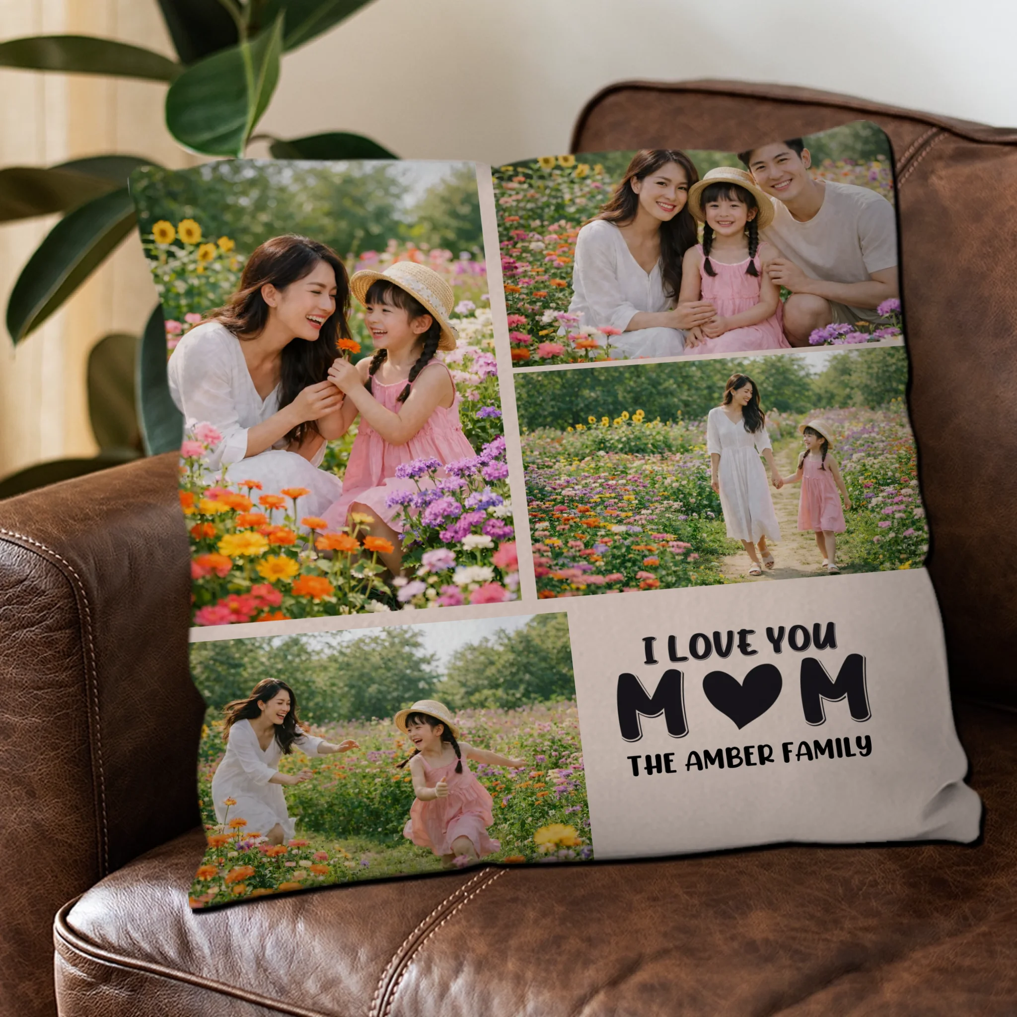 Unique M❤M Personalized Picture Throw Pillow – I Love You Mom Gift