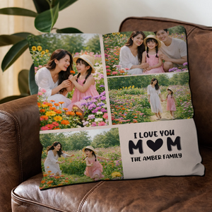 Unique M❤M Personalized Picture Throw Pillow – I Love You Mom Gift