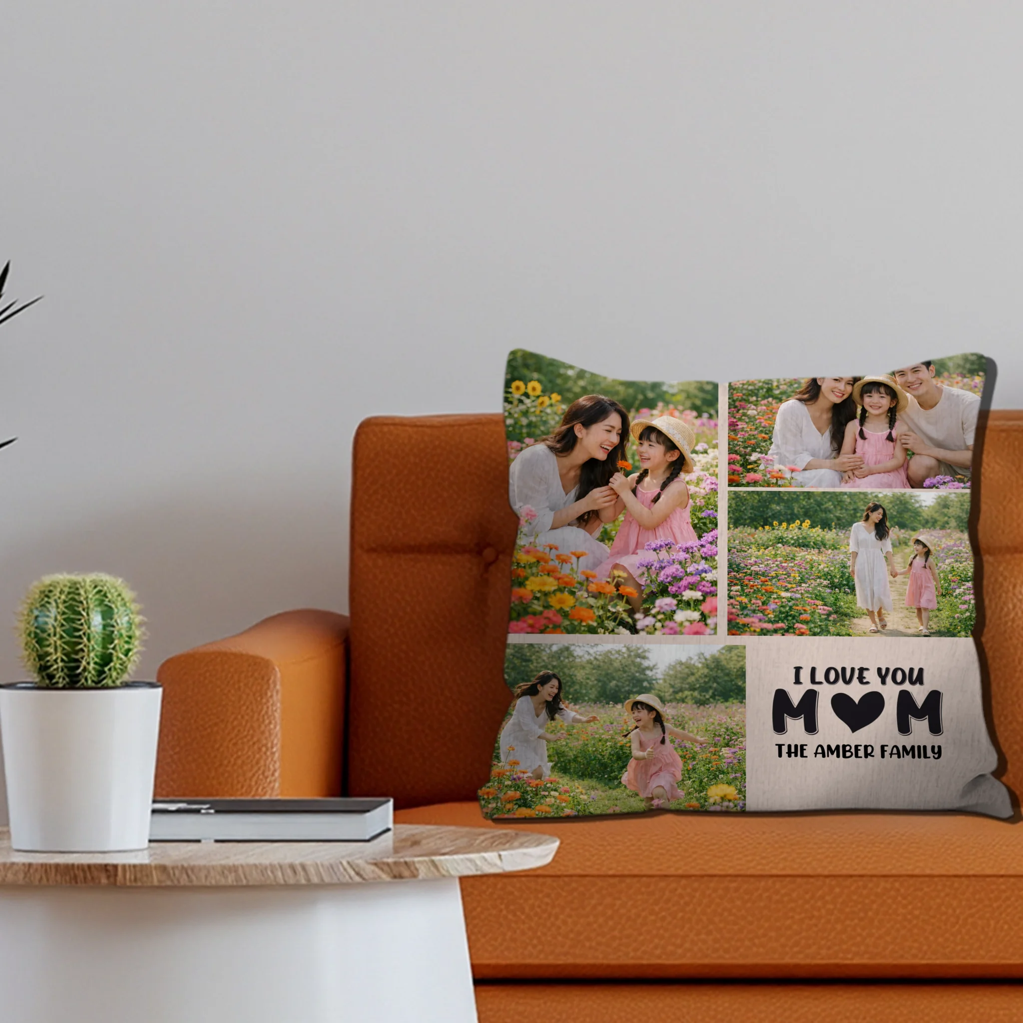 Unique M❤M Personalized Picture Throw Pillow – I Love You Mom Gift