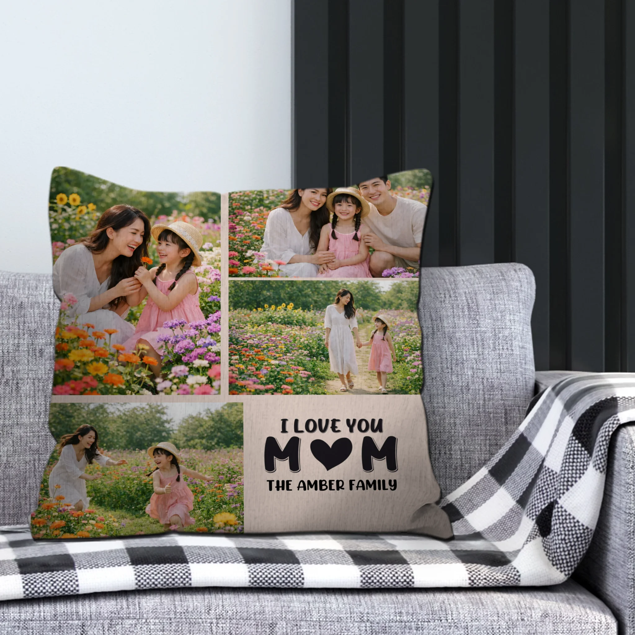 Unique M❤M Personalized Picture Throw Pillow – I Love You Mom Gift