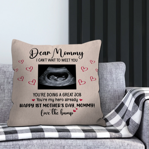 Custom Picture Throw Pillow – Love The Bump First Mother's Day Gift