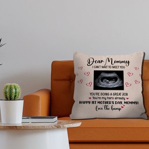 Custom Picture Throw Pillow – Love The Bump First Mother's Day Gift
