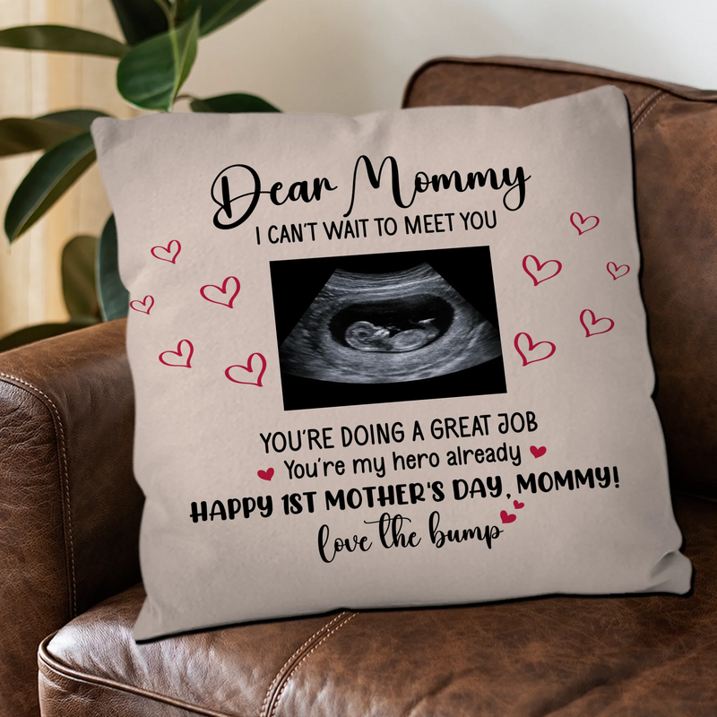 Custom Picture Throw Pillow – Love The Bump First Mother's Day Gift