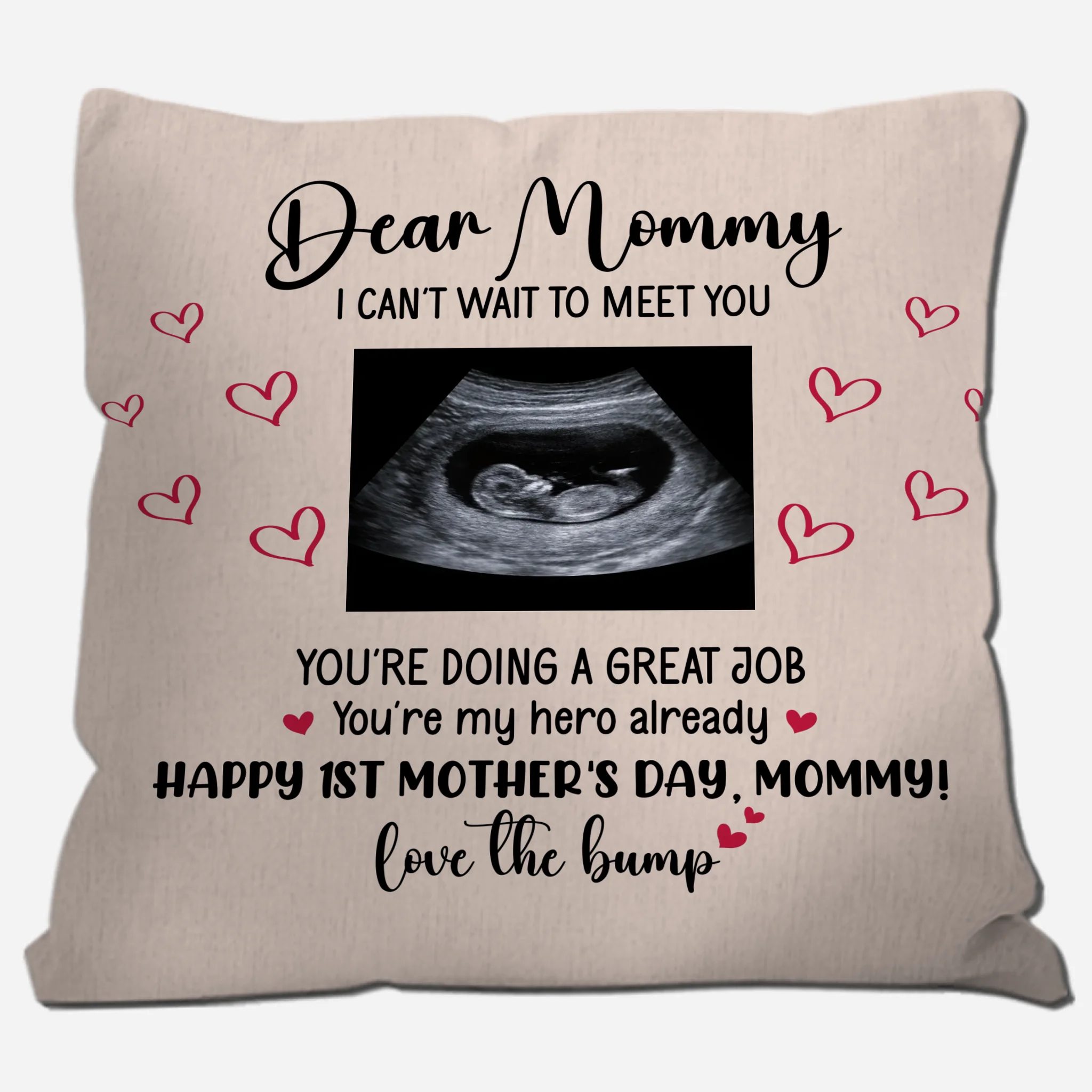 Custom Picture Throw Pillow – Love The Bump First Mother's Day Gift